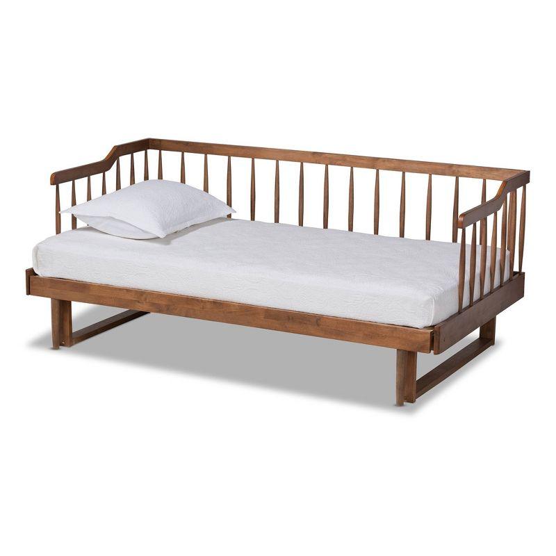 Twin to King Muriel Expandable Spindle Daybed Walnut - Baxton Studio: Contemporary Unupholstered, No Box Spring Needed