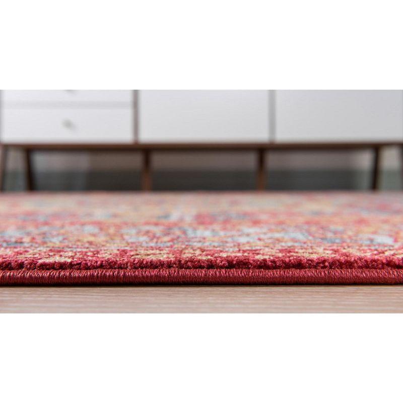 Navy Blue and Rust Red Rectangular Synthetic Area Rug