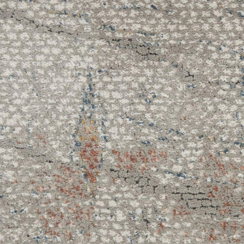 Rustic Textures Light Grey and Rust Hand-Knotted Runner Rug