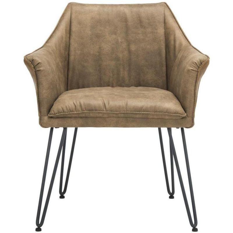 Light Brown Faux Leather Upholstered Armchair with Metal Legs