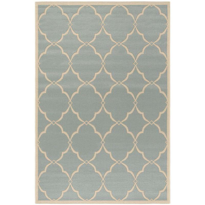 Beach House BHS125 Power Loomed Indoor/Outdoor Area Rug - Aqua/Cream - 4'x6' - Safavieh