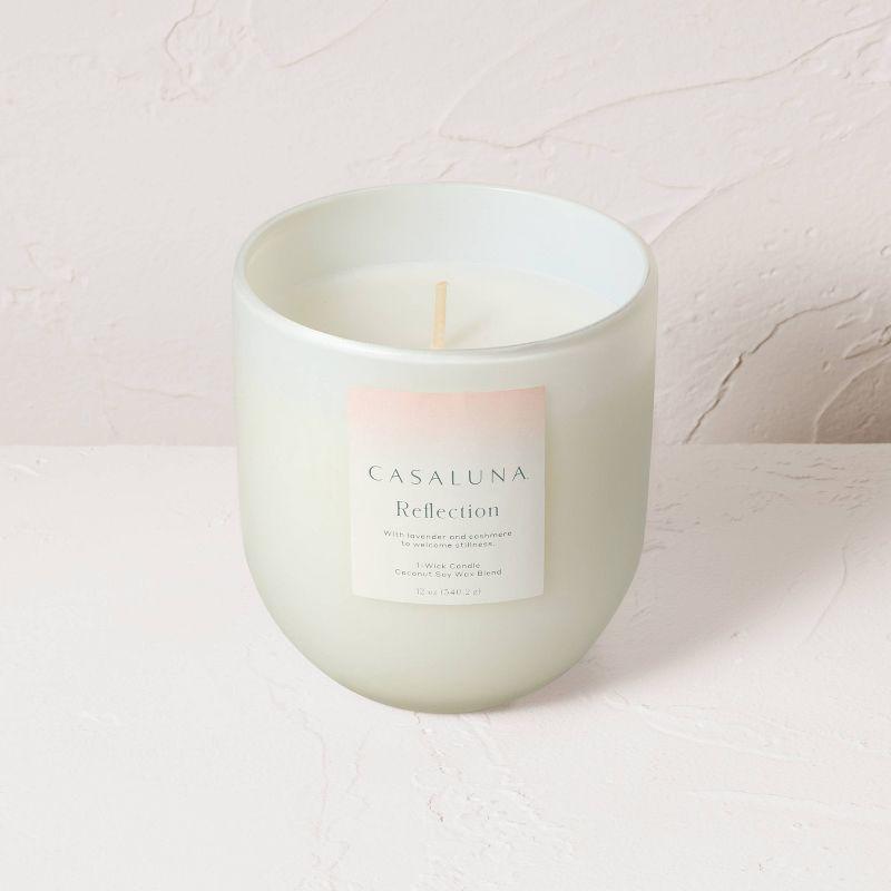 Reflection Core Frosted Glass Wellness Jar Candle 12oz - Casaluna™: Soy & Coconut Wax, Lavender Aroma