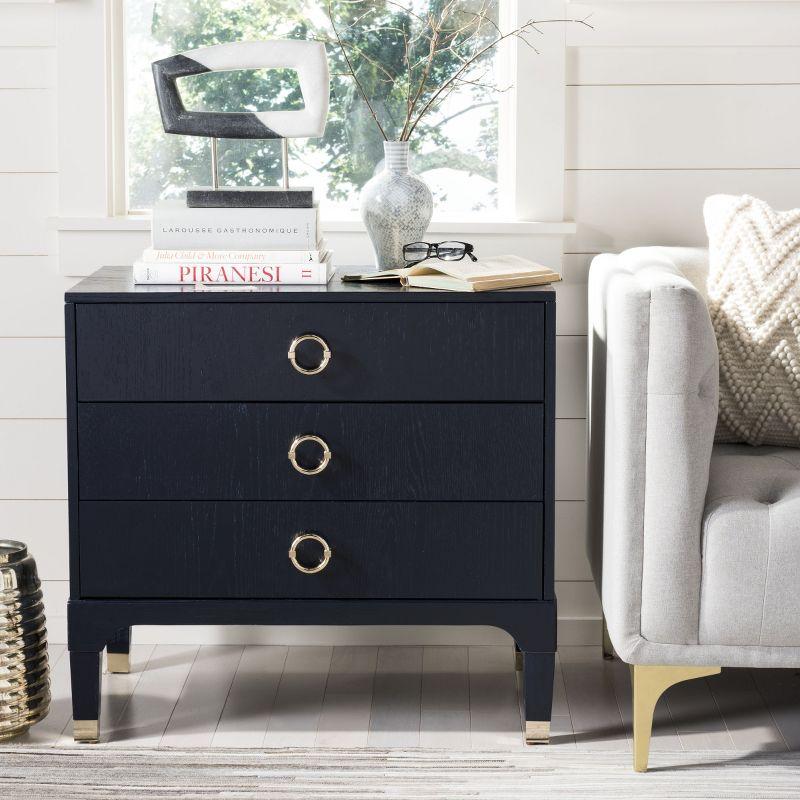 Lorna 3 Drawer Nightstand - FOX6232 - Navy - Safavieh Couture