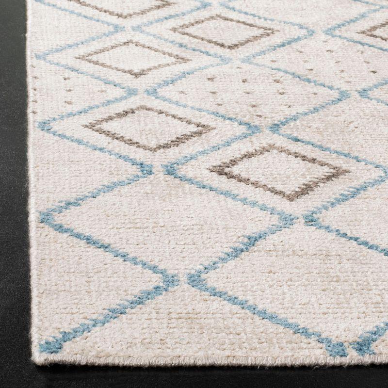 Hand-Knotted Coastal Blue Wool & Viscose Rectangular Area Rug