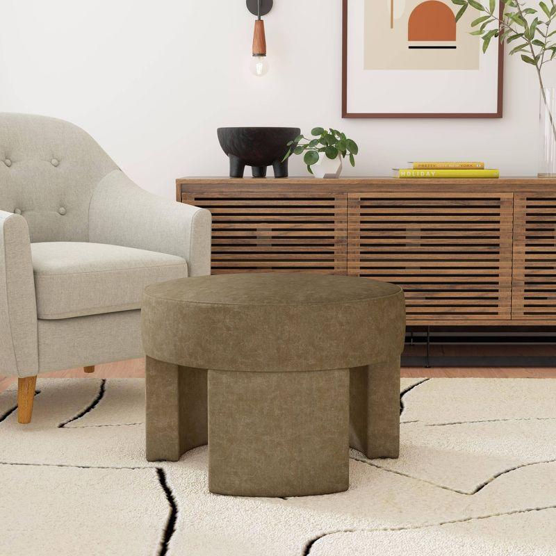 Sophia Ottoman Mocha - HomePop: Velvet Upholstered, Footrest, Round Bench, No Assembly Required