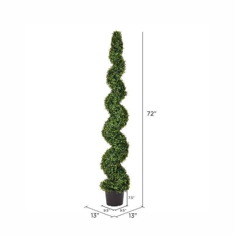 Elegant Outdoor Boxwood Spiral Topiary with White Lights, 72 in