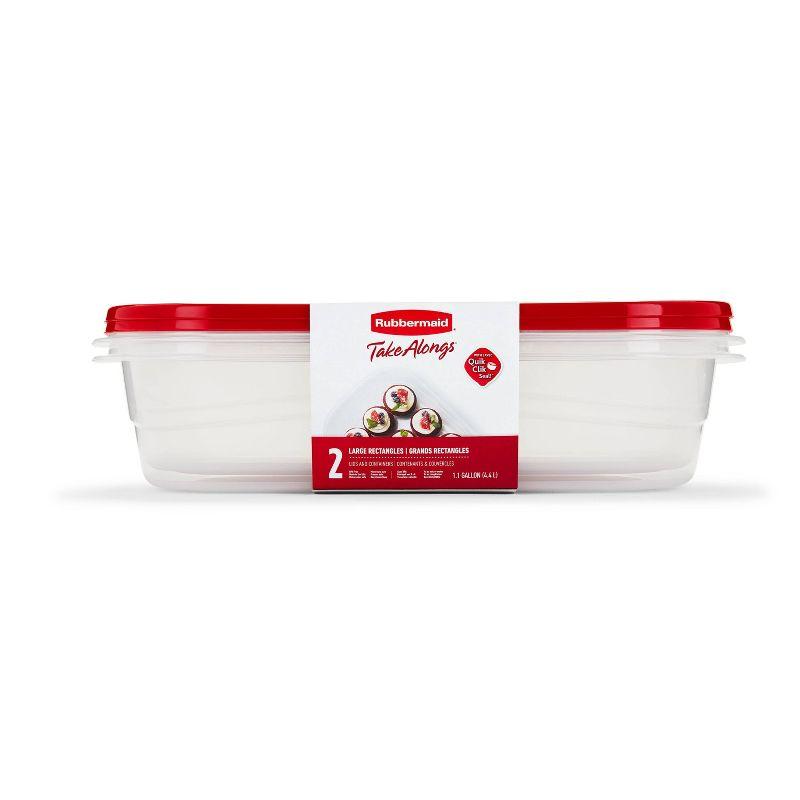 Clear and Red 1.1 Gallon Plastic Food Storage Containers Set