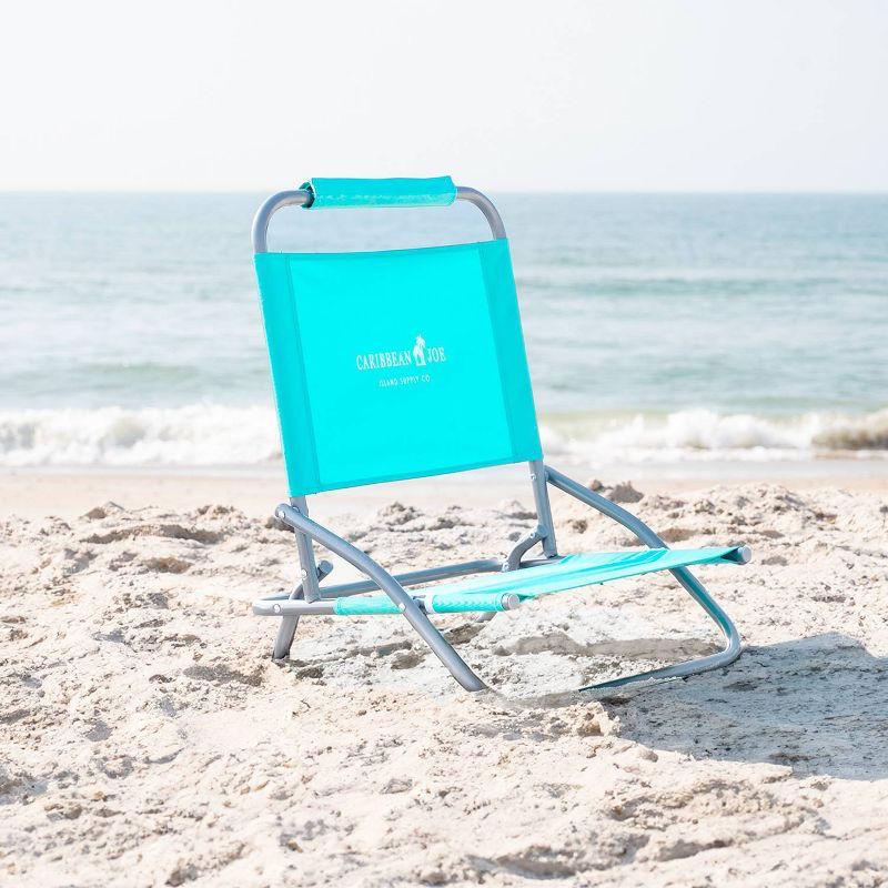 Caribbean Joe Low Steel Outdoor Portable Beach Chair - Teal