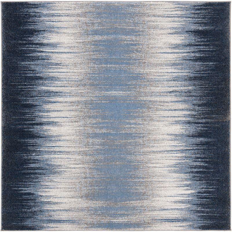 Celestial Abstract Blue 59" Square Synthetic Area Rug