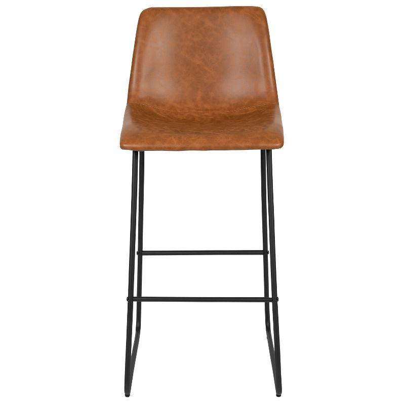 Reagan Light Brown Faux Leather Barstools with Metal Legs, Set of 2