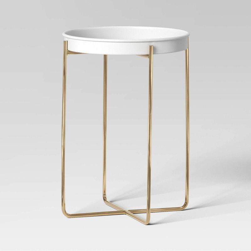 Iron Indoor Outdoor Plant Stand White/Brass - Threshold™