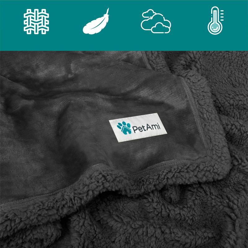 PetAmi Waterproof Dog Blanket for Bed Couch Sofa Cover, Reversible Faux Shearling Fleece Pet Throw