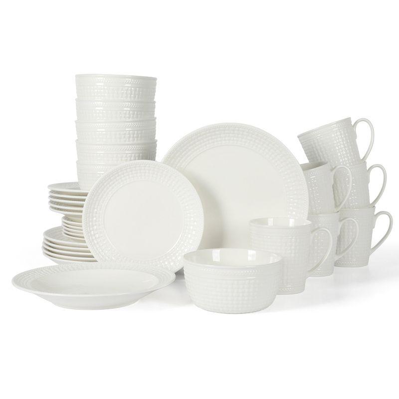 White Basket Weave Porcelain Dinnerware Set, Service for 6