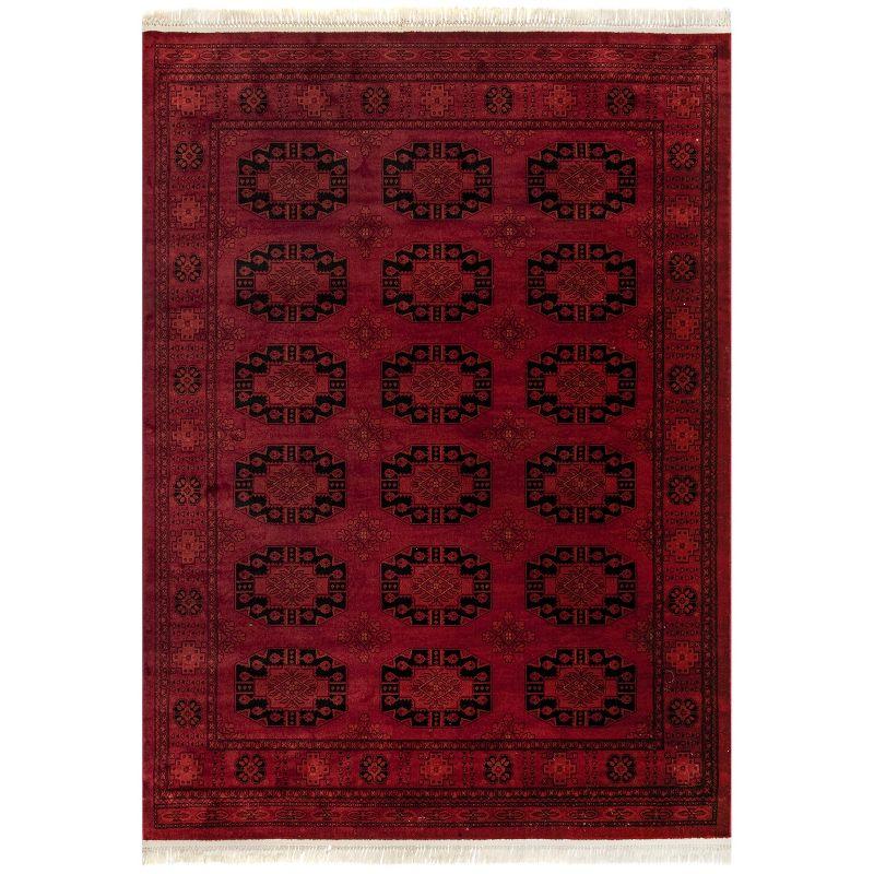 Elegant Red Trellis 4' x 6' Easy-Care Synthetic Area Rug