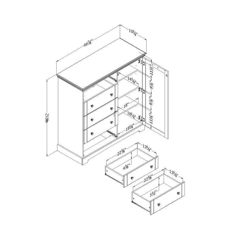 Fall Oak Cottage Combo 5-Drawer Door Chest