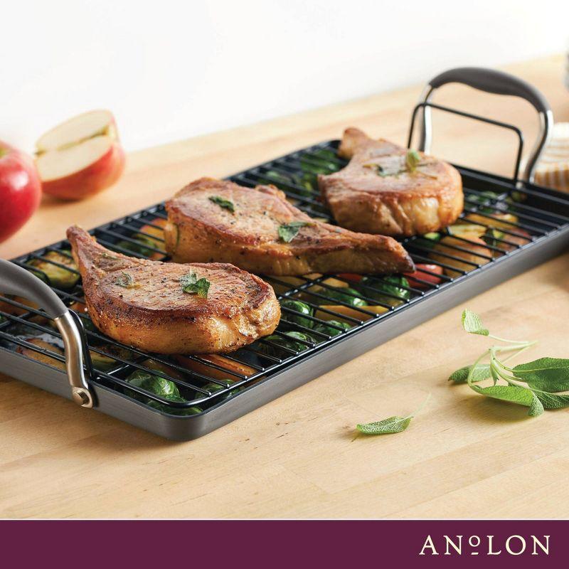 Anolon Anolon Advanced Home Hard Anodized Nonstick Double Burner Griddle With Roasting Rack, 2 Piece