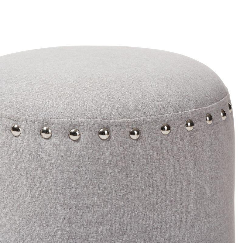 Rosine Modern and Contemporary Fabric Upholstered Nail Trim Ottoman - Baxton Studio