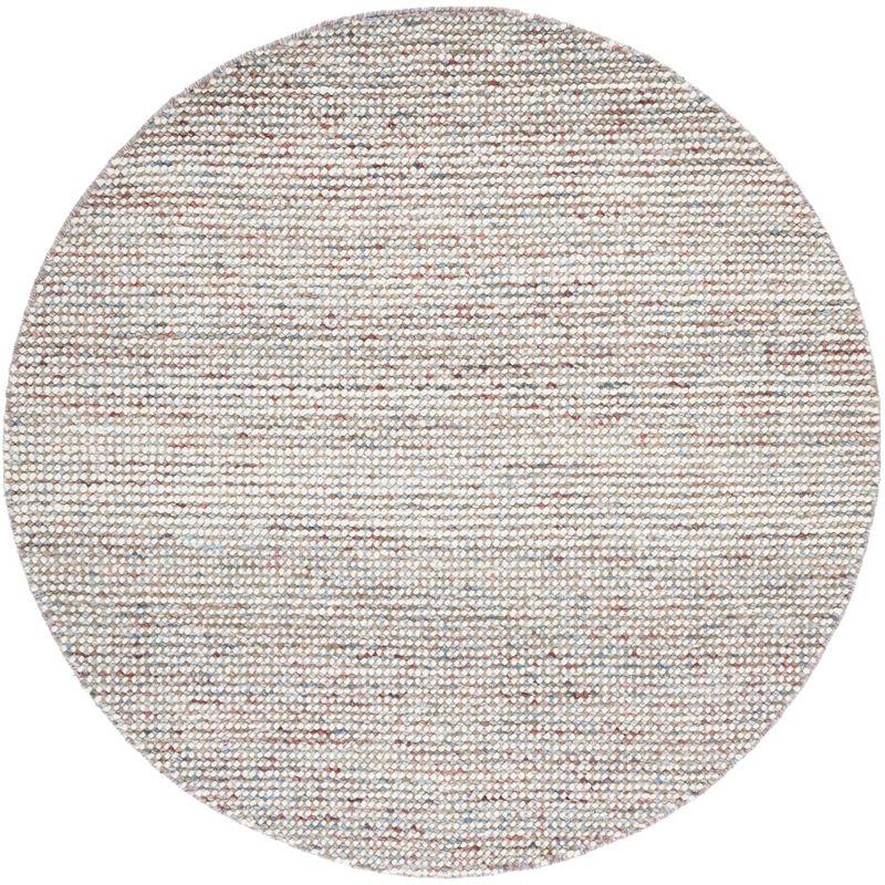 Vermont Handwoven Ivory/Grey Wool 6ft Round Area Rug