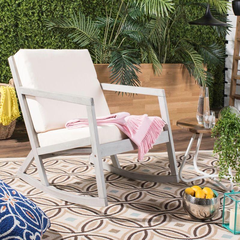 Gray Eucalyptus Wood Rocking Chair with Cushions