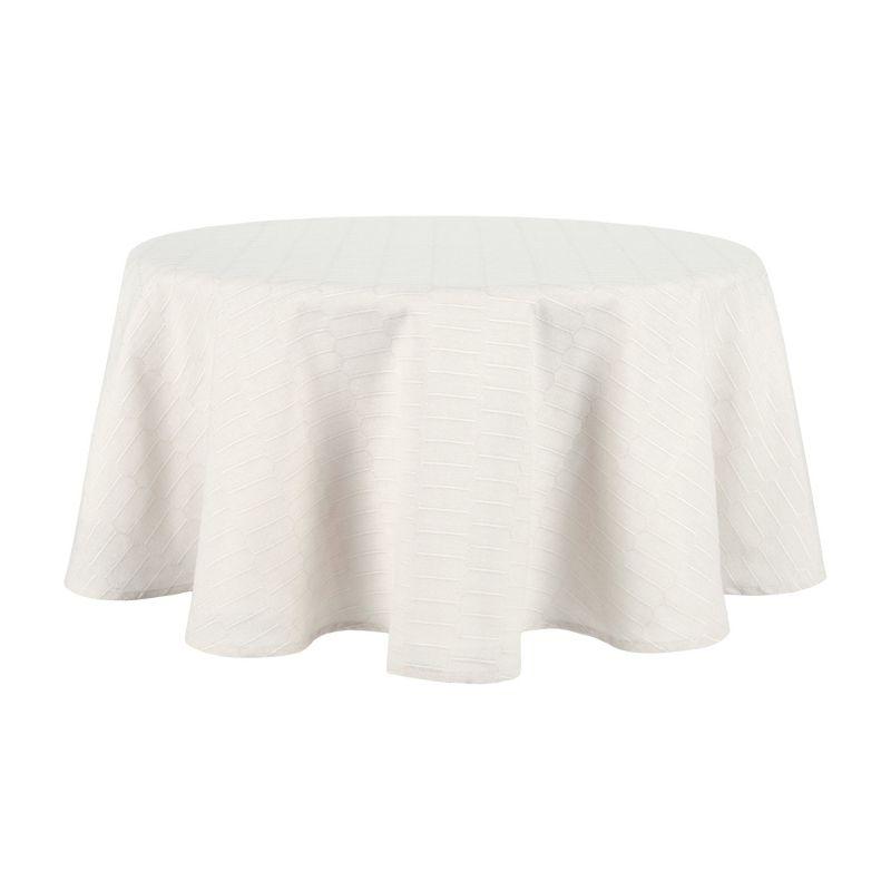 Beige Cotton-Blend Honeycomb Pattern Round Tablecloth