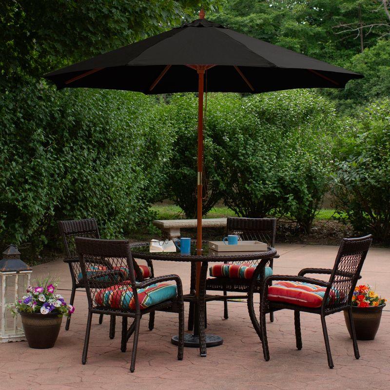 8.5ft Black Octagon Outdoor Umbrella with Wooden Pole