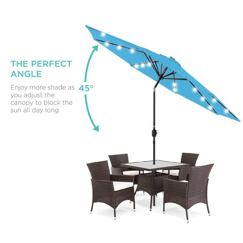 Best Choice Products 10ft Solar LED Lighted Patio Umbrella w/ Tilt Adjustment, UV-Resistant Fabric - Sky Blue