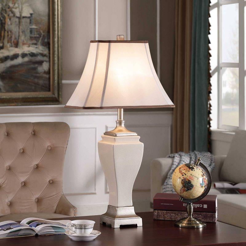 Adjustable Cream Crackle Finish Table Lamp with Bell Shade