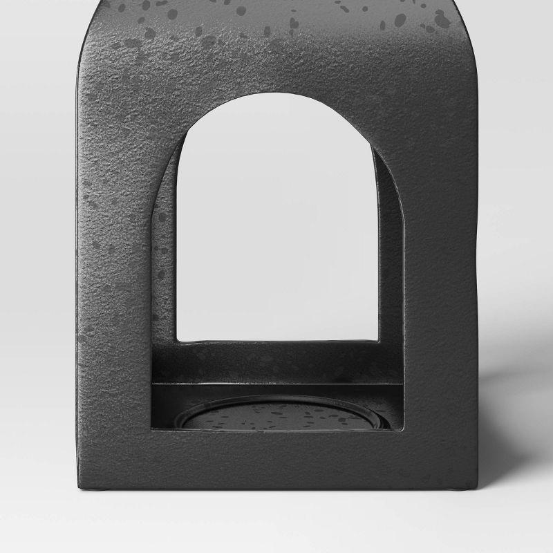 13.5"x7.7" Pillar Cast Aluminum Outdoor Lantern Candle Holder Black - Threshold™
