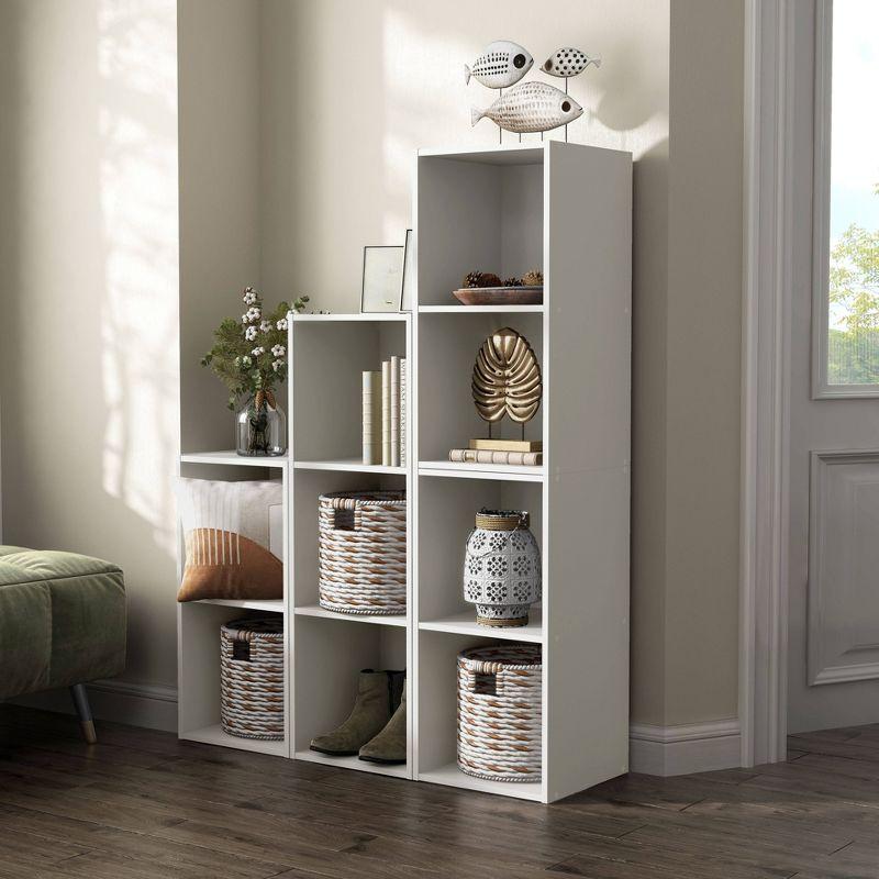 24/7 Shop At Home 24" Silkpath Modern 2 Cube Stackable and Modular Bookcase White: MDF Wood, Open Shelving