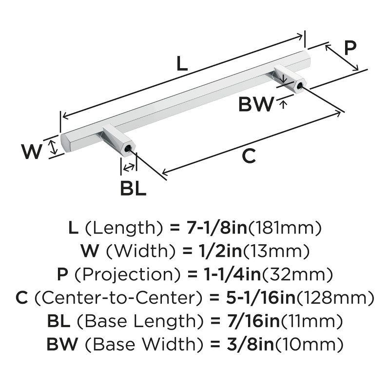 Amerock Caliber 5-1/16 inch (128mm) Center-to-Center Polished Chrome Cabinet Pull