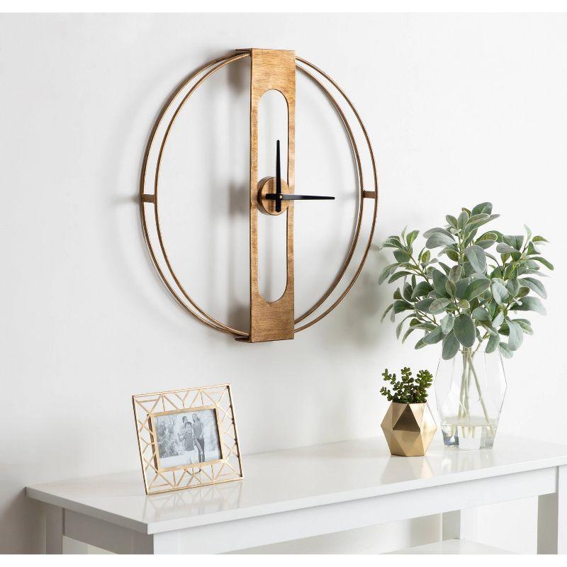 Kate & Laurel All Things Decor 22"x22" Urgo Numberless Metal Wall Clock Gold: Modern, Round, Indoor Decorative Clock