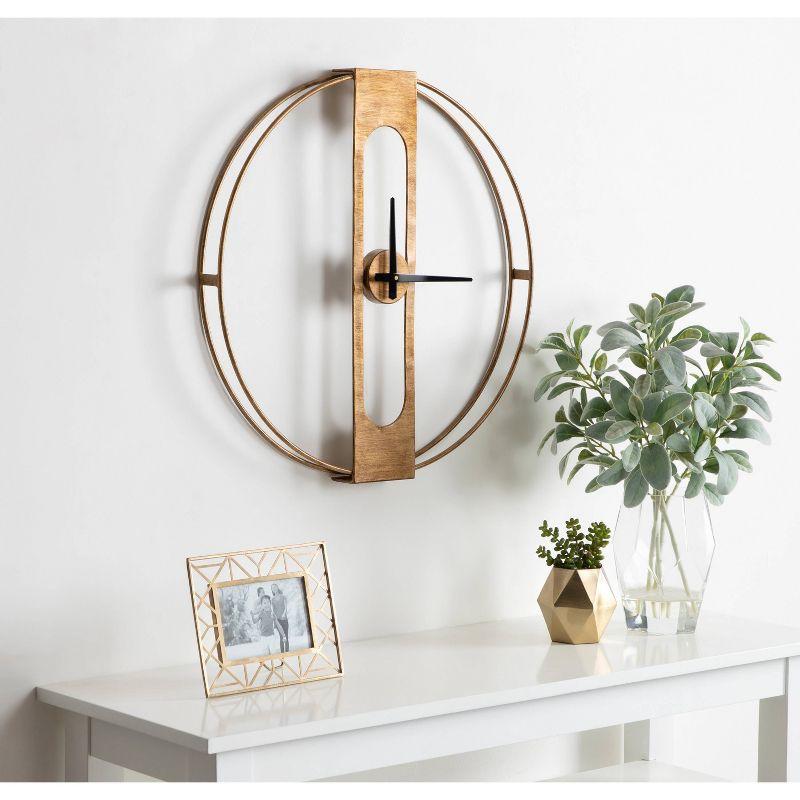 22" Gold Metal Numberless Wall Clock with Black Hands