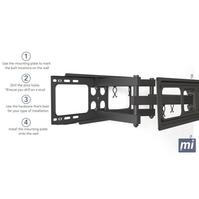 Black Full Motion Dual Arm TV Wall Mount for 32-55 Inch Screens