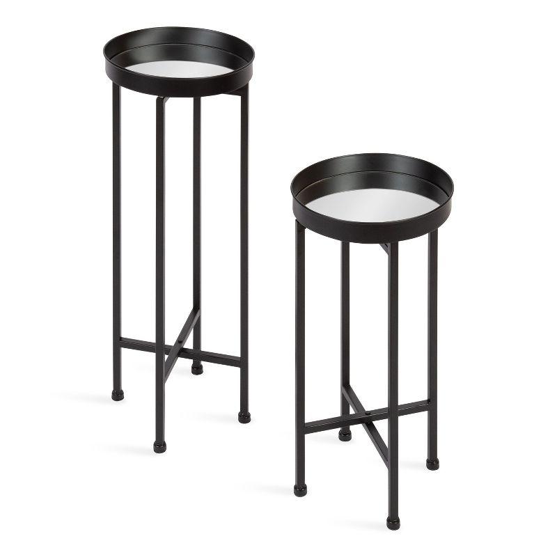 Kate and Laurel Celia Round Metal Nesting Table, 2 Piece, Black