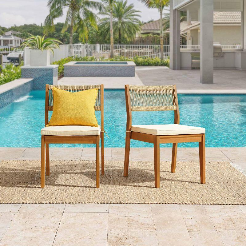 Alaterre Furniture 2pc Barton Outdoor Weather Resistant Stackable Dining Chairs with Cushions