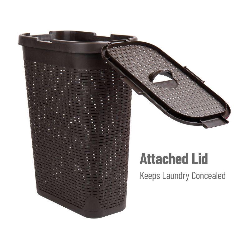 Mind Reader 40L Slim Laundry Hamper, Clothes Basket, Lid, Wicker Design, Plastic & Reviews | Wayfair