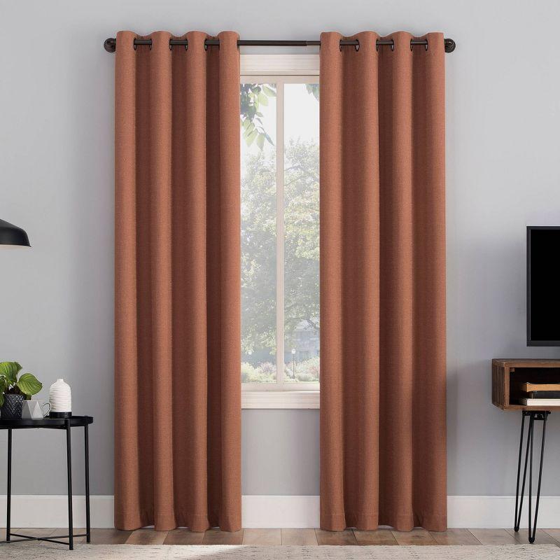 Channing Grid Texture Draft Shield Fleece Insulated 100% Blackout Grommet Curtain Panel