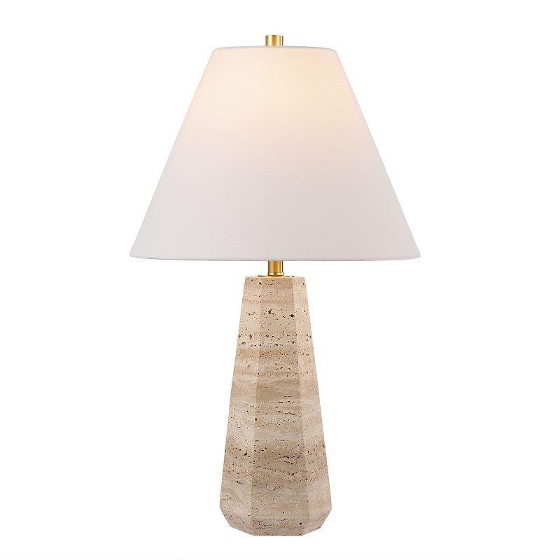 Calla 23.5 Inch Travertine Table Lamp - Beige - Safavieh.