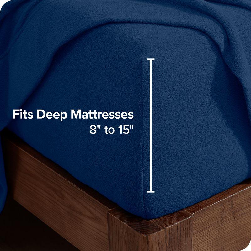 Twin XL Dark Blue Polar Fleece Sheet Set by Bare Home