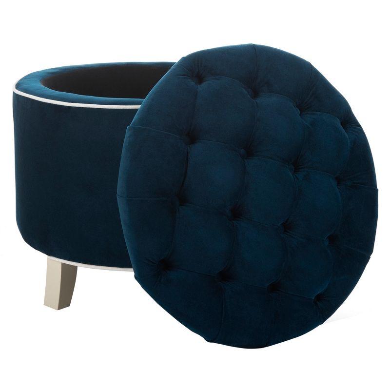 Amelia Tufted Storage Ottoman - Navy - Safavieh