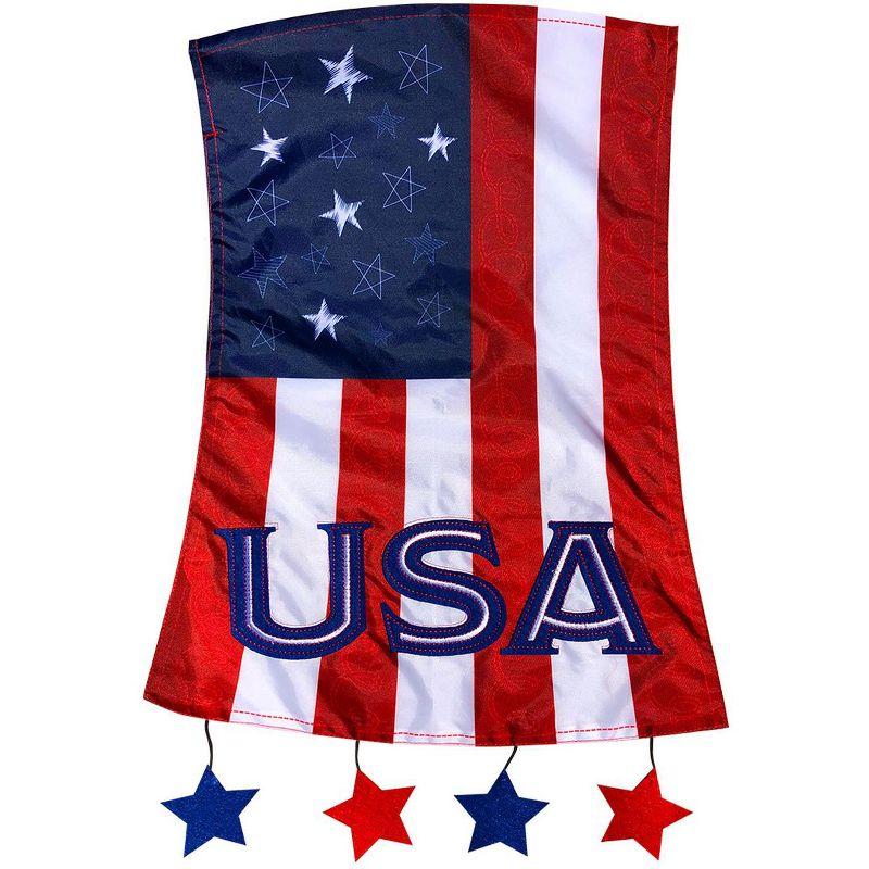 Patriotic Red and Blue Polyester Garden Flag with Stars