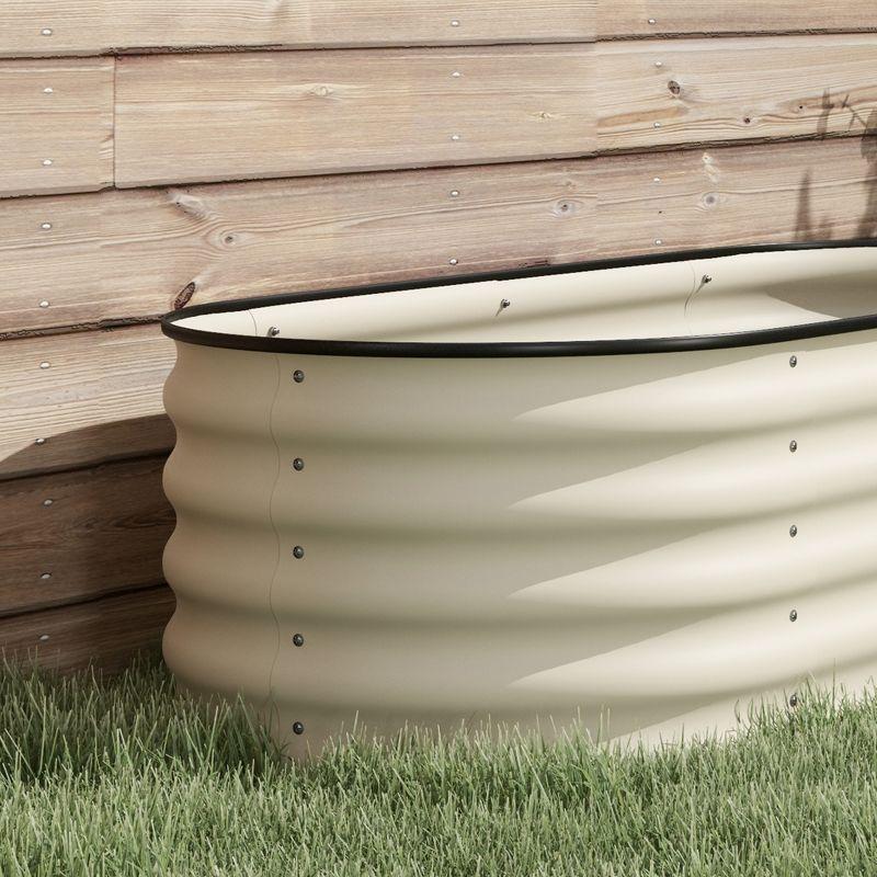 Outsunny Galvanized Raised Garden Bed Kit, Metal Planter Box with Safety Edging, 41.25" x 23.5" x 16.5", Cream