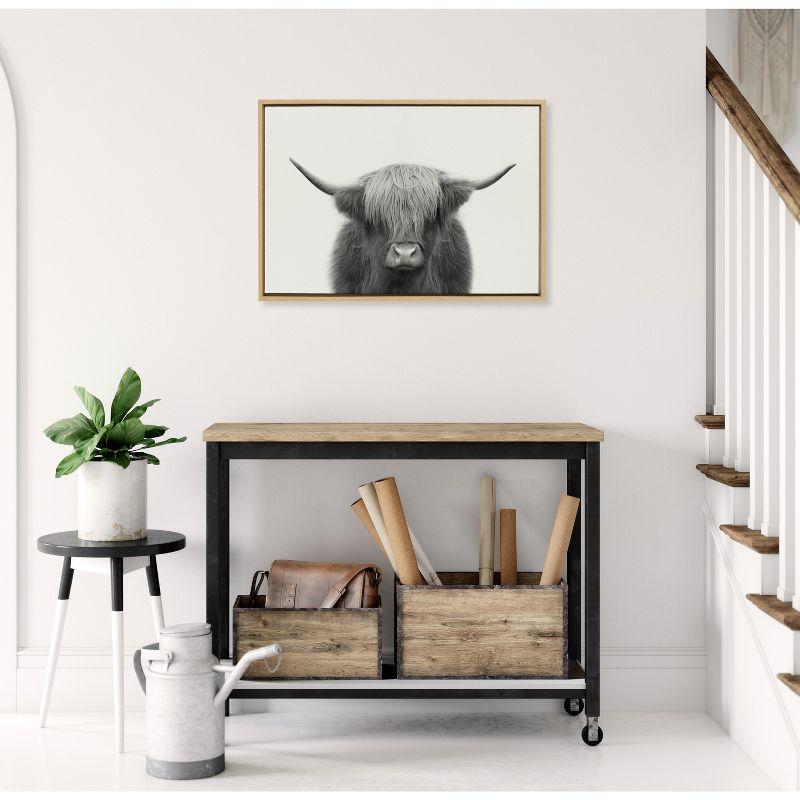 23" x 33" Sylvie Hey Dude Cow Frame Linen Canvas by Creative Bunch Natural - Kate & Laurel All Things Decor: Wall Art, Rustic Decor