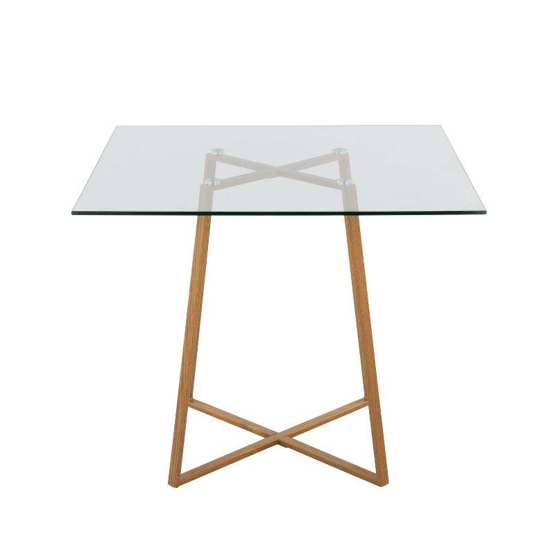 36" Cosmo Square Dining Table Natural/Clear Glass - LumiSource: Luxury Glam Style, 4-Seater, Steel Pedestal Base