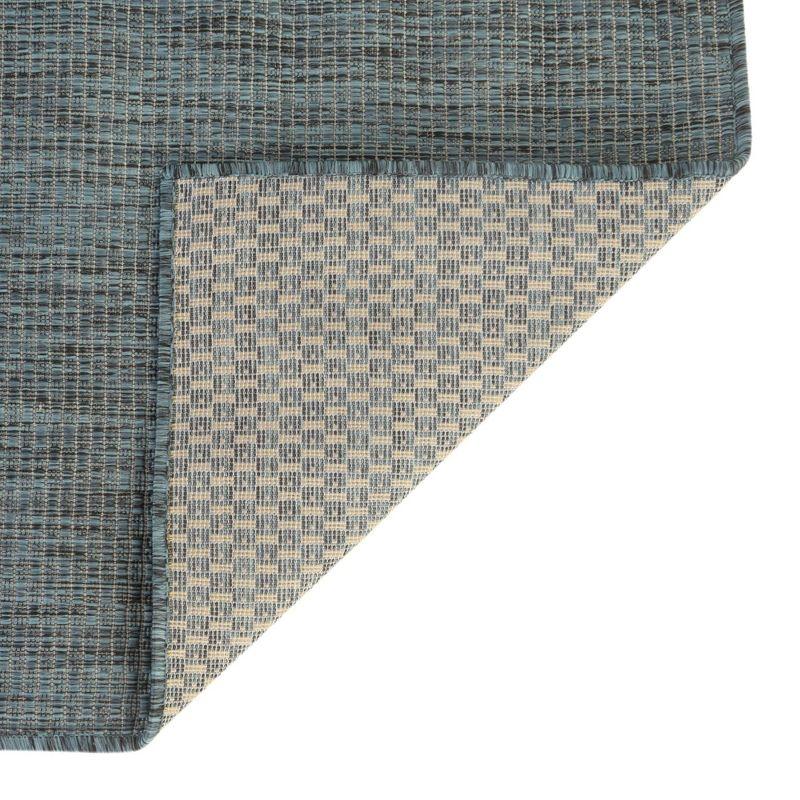 Teal Navy Blue 8' x 11' 4" Synthetic Outdoor Rectangular Rug