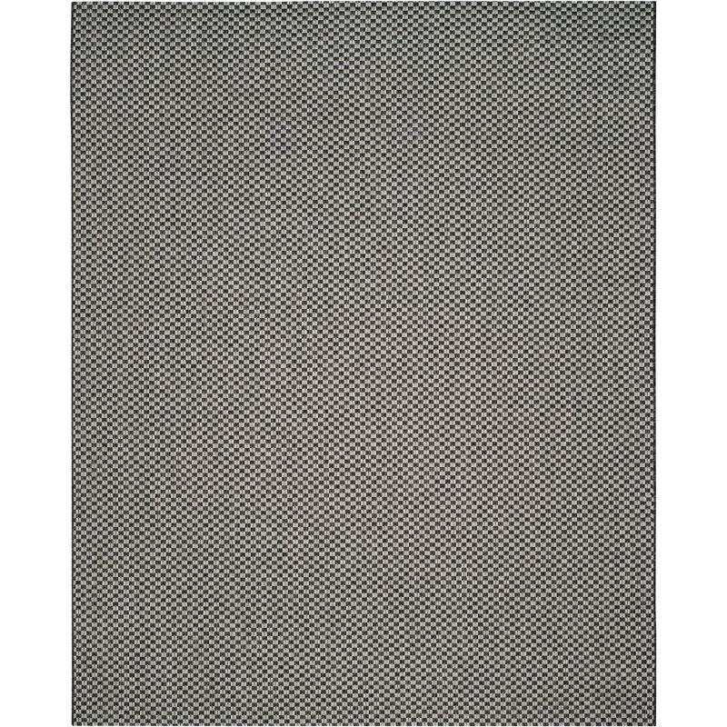 Reversible Black and Light Grey Synthetic 9' x 12' Area Rug