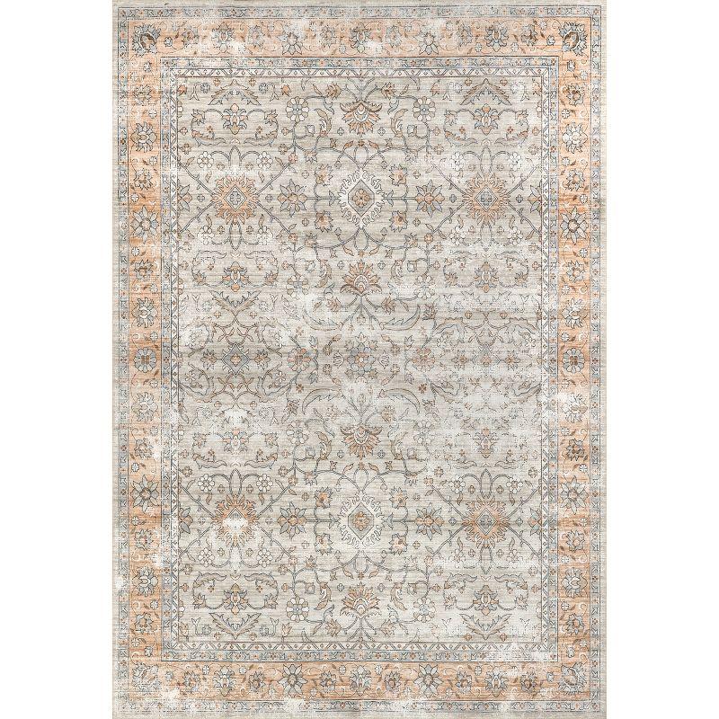 Nuloom Marlena Faded Floral Pet Friendly Machine Washable Area Rug, 8' x 10', Light Orange