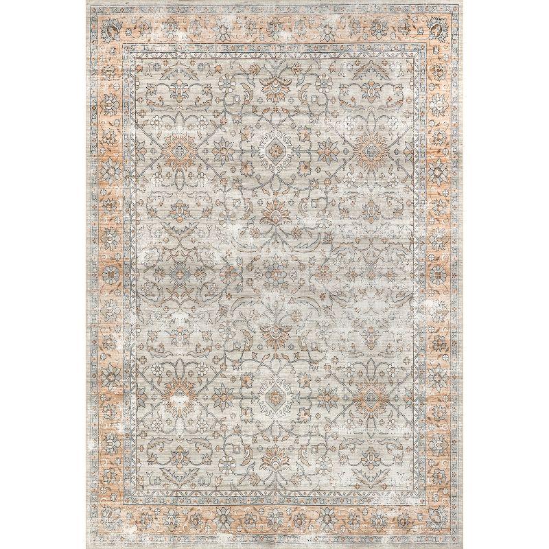 Eco-Friendly Faded Floral 8' x 10' Synthetic Washable Rug