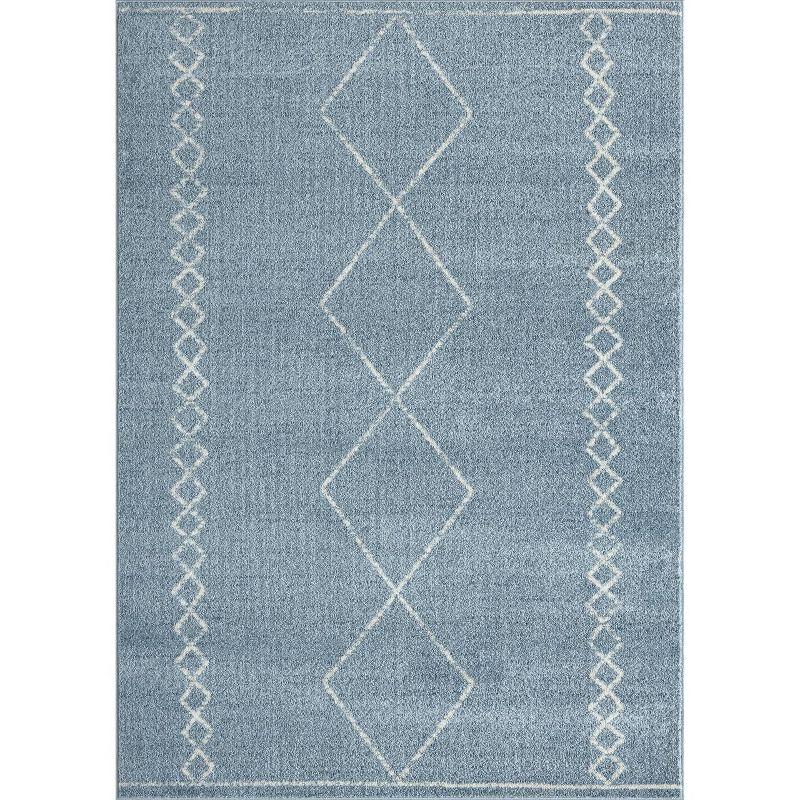 Blue 5x7 Moroccan Geometric Synthetic Area Rug