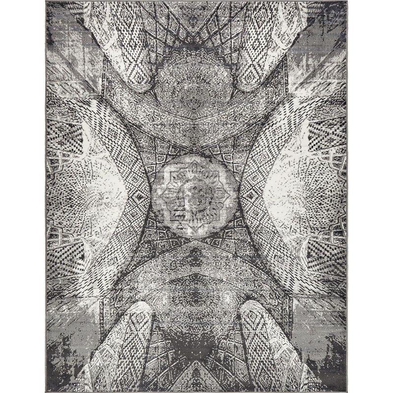 Dark Gray 9' x 12' Stain-Resistant Rectangular Area Rug